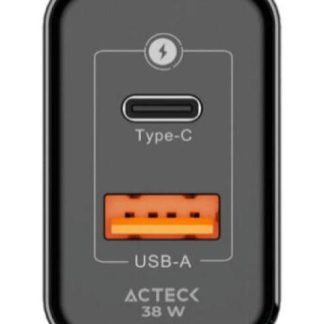 ACTECK CARGADOR DE PARED ENERGON PRIME CP38W ADVANCED 38W 1X USB-C-1X USB-A NEGRO