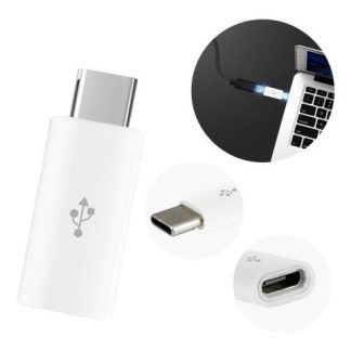 ADAPTADOR CONVERTIDOR MICRO USB V8 HEMBRA A TIPO C MACHO COLOR BLANCO