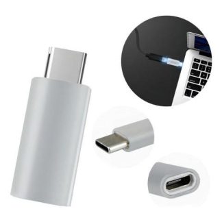 ADAPTADOR CONVERTIDOR MICRO USB V8 HEMBRA A TIPO C MACHO COLOR PLATA