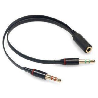 ADAPTADOR DE AUDIO BROBOTIX Y 3.5MM HEMBRA 3.5MM HOMBRE NEGRO 20CM 651404