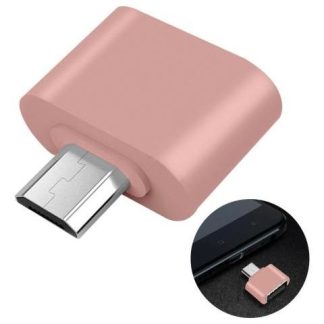 ADAPTADOR OTG USB HEMBRA A MICRO USB V8 PARA MEMORIAS MOUSE Y TECLADO COLOR ROSA