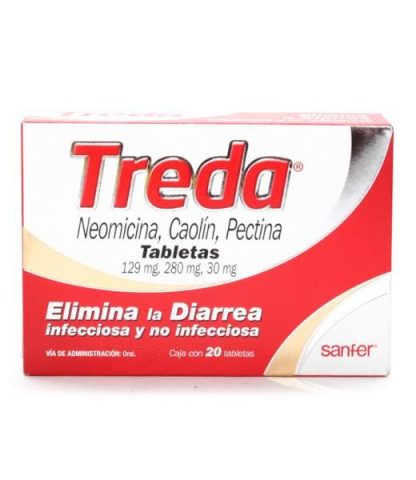 ANTIDIARREICO TREDA CAJA CON 20 TABLETAS