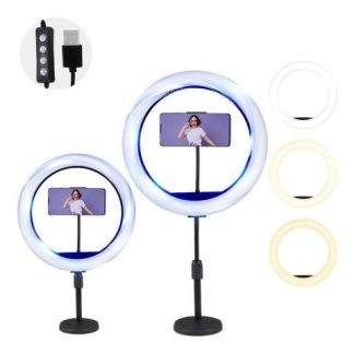 ARO DE LUZ LED PROFESIONAL 33CM SOPORTE CELULAR FOTO VIDEO COLOR NEGRO