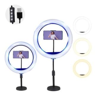 ARO DE LUZ LED PROFESIONAL 33CM SOPORTE CELULAR FOTO VIDEO NEGRO
