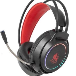 AUDIFONOS HEADSET GAMING OVEREAR NBHG KIMERA RGB ALAMBRICO 3.5MM USB PC CONSOLAS CELULAR MICROFONO FLEXIBLE INC ADAPTADOR ROJO