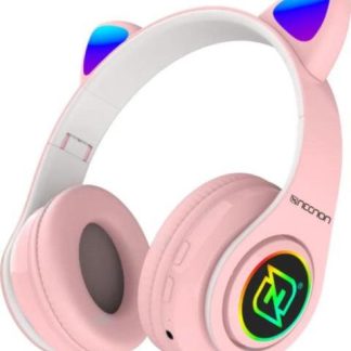AUDIFONOS ONEAR BLUETOOTH NBH07 CON OREJAS LUZ RGB RADIO FM MICRO SD 3.5MML MANOS LIBRES ROSA