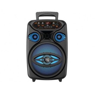 BAFLE KARAOKE NECNON BLUETOOTH 8 PULGADAS NB08W TWS INCLUYE MICROFONO ALAMBRICO CONTROL REMOTO RADIO FM MICRO SD USB AUX 3.5MM ILUMINACION LED CONTROL AGU