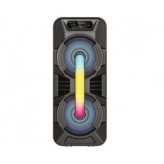 BAFLE KARAOKE NECNON BLUETOOTH DOBLE 8 PULGADAS NB08X TWS INCLUYE MICROFONO ALAMBRICO RADIO FM MICRO SD USB BARRA DE LUZ ILUMINACION LED 7400 WATTS DISPLA