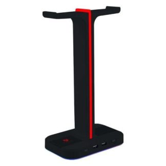 BALAM RUSH BASE PARA AUDIFONOS GAMER ATLAS PRO HRX20 RGB 2X USB NEGRO-ROJO
