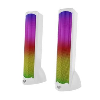 BALAM RUSH BOCINA GAMER PARA COMPUTADORA GLIMM TOWER BG575 BLUETOOTH ALAMBRICO-INALAMBRICO 2.0 10W RMS BLANCO - 2 PIEZAS