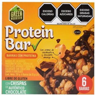 BARRA DE CACAHUATE CON PROTEINA Y CHOCOLATE 210 G GREEN MOUNTAIN P 6