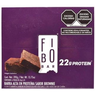 BARRA DE PROTEINA CUBIERTA DE CHOCOLATE OSCURO BROWNIE 65 G FIBO P 6