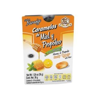 BLISTER CARAMELO DE MIEL Y PROPOLEO SABOR NARANJA C 9 PZAS LA TIA TRINI