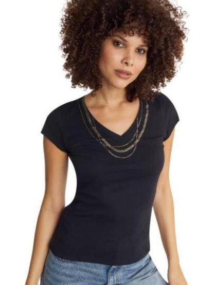 BLUSA MANGA CORTA NEGRO HOLLY LAND - Image 4