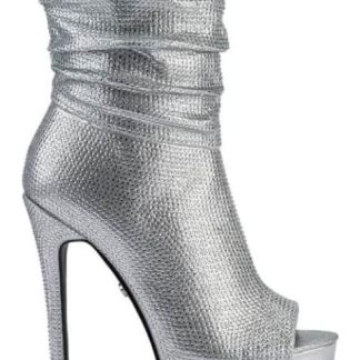 BOTA VESTIR CON PEDRERIA BOCA DE PESCADO PLATA THALIA SODI