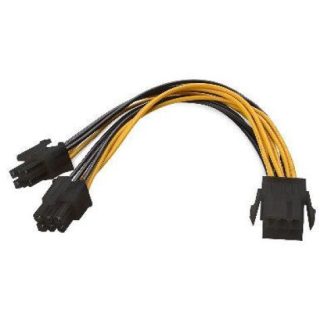 BROBOTIX CABLE DE PODER PCI-E 6-PIN MACHO - 2 X PCI-E 6-PIN HEMBRA 20.7CM AMARILLO-NEGRO