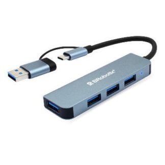 BROBOTIX DOCKING STATION 4 EN 1 USB 3.0-USB-C 4X USB 3.0 GRIS