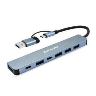 BROBOTIX DOCKING STATION 7 EN 1 USB 3.0-USB-C 5X USB 3.0 2X USB-C GRIS