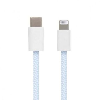 CABLE CARGA RAPIDA USB TIPO C A LIGHTNING TEJIDO 1.0 M AZUL (6001523) BROBOTIX