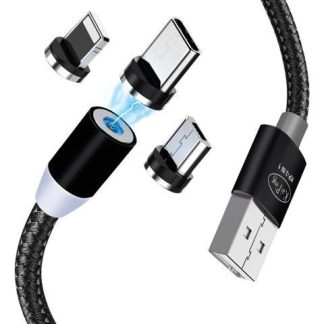 CABLE MAGNETICO CARGA RAPIDA 3EN1 TIPO C MICRO USB LIGHTING