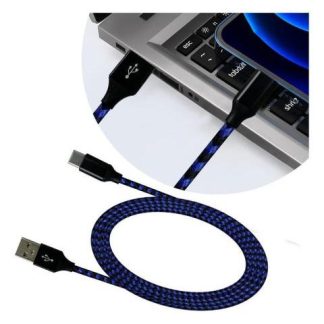 CABLE USB A TIPO C CARGA Y DATOS TRENZADO USO RUDO 2 METROS COLOR AZUL MARINO