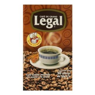 CAFE LEGAL MOLIDO CON CANELA PAQUETE CON 30 SOBRES DE 28 GRAMOS
