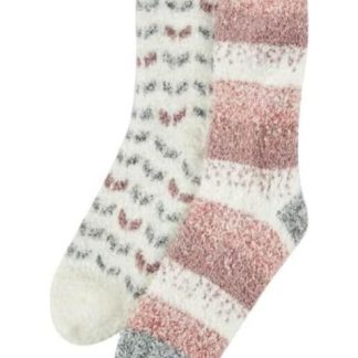 CALCETAS PELUCHE DAMA SET DE 2 PARES UNITALLA DAMA ROSA LOVE TO LOUNGE