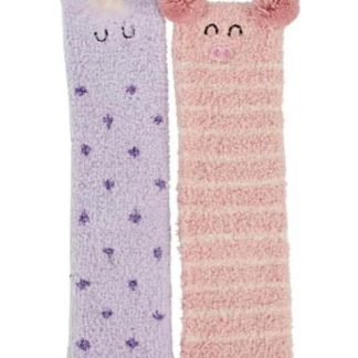 CALCETAS PELUCHE NIÑA SET DE 2 PARES UNITALLA NIÑA MULTICOLOR HELLODREAM