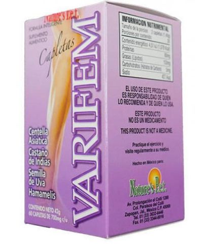 CAPLETAS VARIFEM C 60 CENTELLA ASIATICACASTAñO DE INDIASSEMILLA DE U NATURES P.E.T.