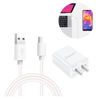 CARGADOR ADAPTADOR + CABLE USB TIPO C CARGA CELULAR TABLET BLANCO