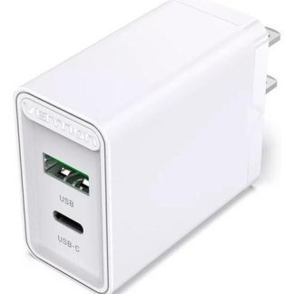 CARGADOR DE PARED 2 EN 1 VENTION CARGA RAPIDA 20W 1PZ BLANCO