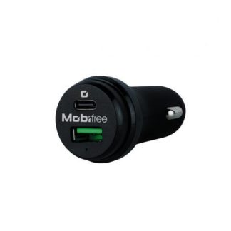 CARGADOR MOBIFREE CARGADOR DE COCHE USB Y TIPO C NEGRO AUTO CORRIENTE ALTERNA USB 1