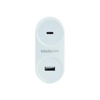 CARGADOR MOBIFREE CARGADOR DE PARED USB Y TIPO C COLOR BLANCO PARED CORRIENTE ALTERNA USB 1