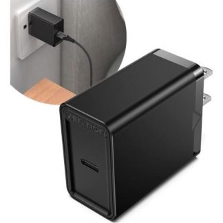 CARGADOR USB TIPO C VENTION SUPER CARGA RAPIDA 20W PD QC 4.0 COLOR NEGRO