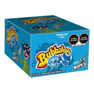 CHICLE CON RELLENO LIQUIDO BUBBALOO SABOR MENTA CON 50 PIEZAS