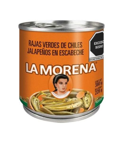 CHILES JALAPEÑOS RAJAS VERDES LA MORENA 380 GR
