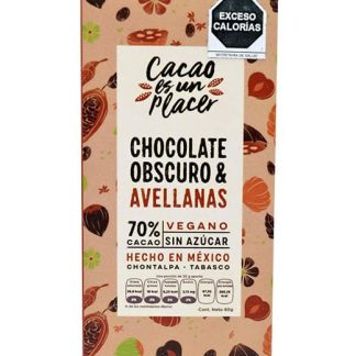CHOCOLATE OBSCURO CON AVELLANAS SIN AZUCAR 80 G CACAO ES UN PLACE