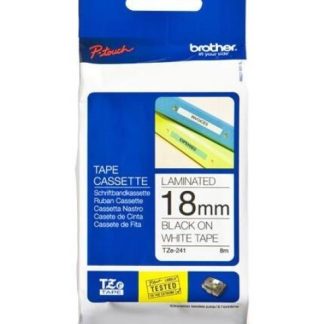 CINTA LAMINADA BROTHER TZE241 NEGRO SOBRE BLANCO 18MM X 8M
