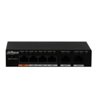 DAHUA PFS30064ET60 SWITCH POE DE 6 PUERTOS FAST ETHERNET 4 PUERTOS POE 2 PUERTOS UPLINK 60 WTS SOPORTA POE WATCHDOG PUERTO 1 HIPOE 60 WATTS NB