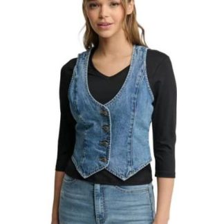 DENIM SIN MANGAS CASUAL ALGODON CORTO    CH ALECO                      DE AZUL HOLLY LAND
