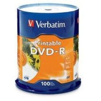 DISCO DVDR IMPRIMIBLE CON INYECCION DE TINTA 95153 VERBATIM TORRE 100 PIEZAS 4.7GB- 16X