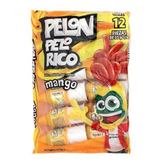 DULCE PELON PELO RICO DE TAMARINDO MANGO PAQUETE CON 12 PIEZAS