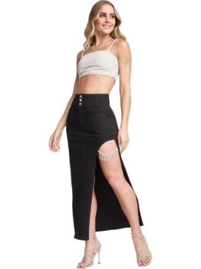 FALDA CINTURA ALTA NEGRO SEVEN JEANS