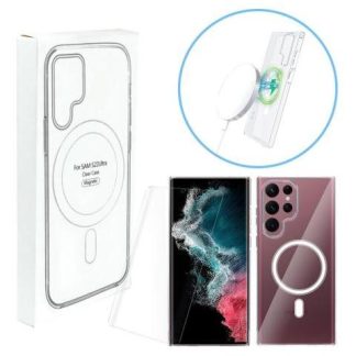 FUNDA CARGA MAGNETICA PARA SAMSUNG S22 ULTRA MAGSAFE COLOR TRANSPARENTE LISO