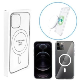 FUNDA MAGNETICA CARGA INALAMBRICA PARA IPHONE 12 PRO MAX TRANSPARENTE