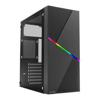 GABINETE ACTECK DRACO GM450 CON VENTANA RGB MIDI-TOWER ATX-MICRO-ATX-MINI ATX USB 2.0 CON FUENTE DE 500W SIN VENTILADORES INSTALADOS NEGRO