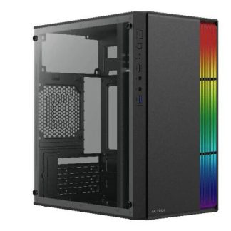 GABINETE ACTECK FUSION II GI440 CON VENTANA MICRO TOWER ATX-ITX-MICRO ATX-MINI-ITX USB 2.0-3.0 CON FUENTE DE 500W SIN VENTILADORES INSTALADOS NEGRO