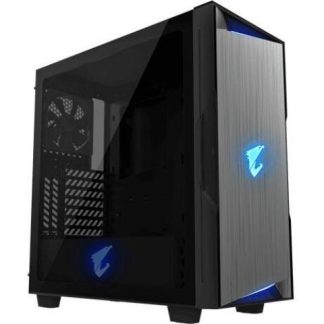 GABINETE AORUS C300 GLASS CON VENTANA RGB MIDI-TOWER ATX-MICRO ATX-MINI-ITX USB 3.0 SIN FUENTE 2 VENTILADORES INSTALADOS NEGRO