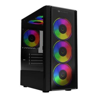 GABINETE BALAM RUSH DRAGONFLY II CON VENTANA MIDI-TOWER MICRO-ATX-MINI-ITX USB 3.0-2.0 SIN FUENTE 3 VENTILADORES RGB INSTALADOS NEGRO