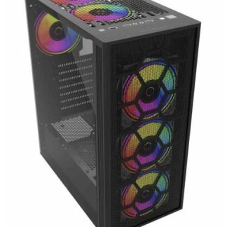 GABINETE BALAM RUSH DRAGONFLY II MESH GM740 CON VENTANA MINI-TOWER ATX-MICRO ATX-MINI-ATX USB 3.0 SIN FUENTE 4 VENTILADORES RGB INSTALADOS NEGRO